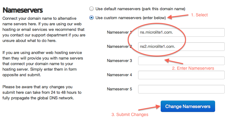 How to change nameservers